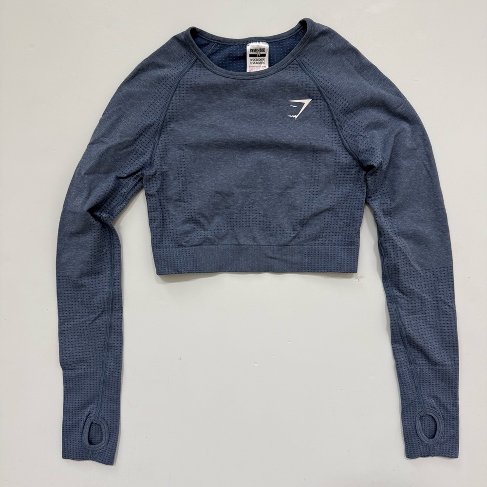 Gymshark Navy Long Sleeve Crop Top